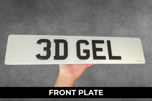 road legal 3D gel number plate with domed resin characters